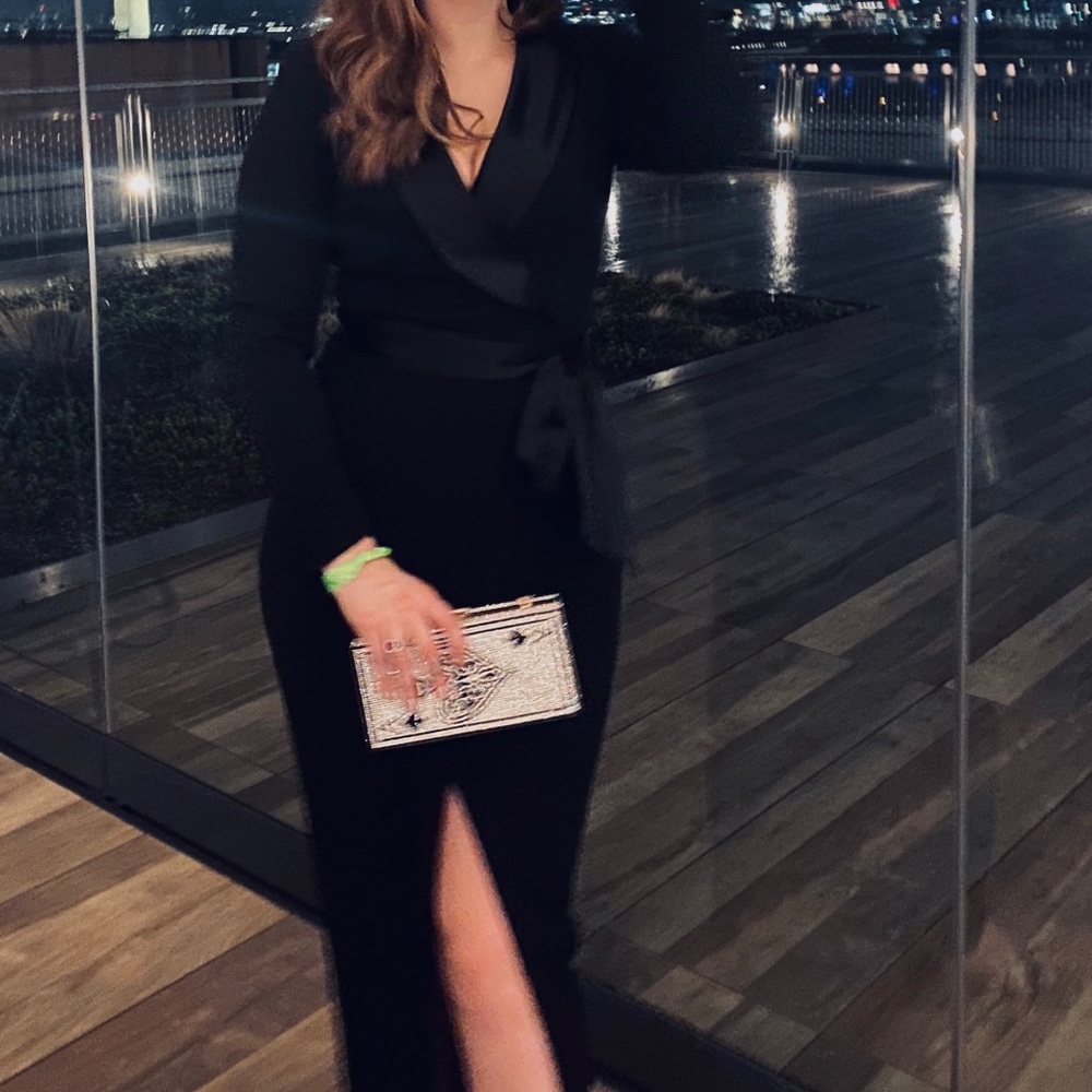Eliza J Long Sleeve Tuxedo Gown